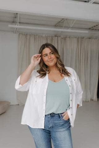 BUTTON DOWN BLOUSE IN SUNKISSED ECRU - Love Marlow