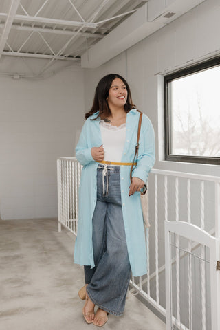 Button - Down Duster – Aqua Breeze - Love Marlow