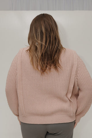 BUTTON FRONT CABLE KNIT CARDIGAN IN GREY ROSE - Love Marlow