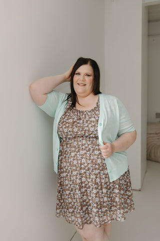 BUTTON FRONT LIGHTWEIGHT CARDIGAN IN GLACIER MINT - Love Marlow