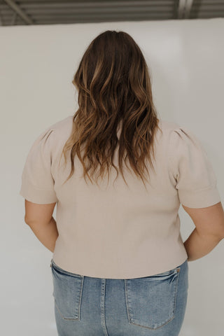 BUTTON FRONT SHORT SLEEVE RIBBED CARDIGAN - Love Marlow