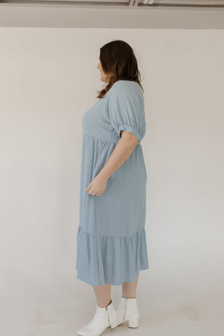Button Front Tiered Dress – Chambray Mist - Love Marlow