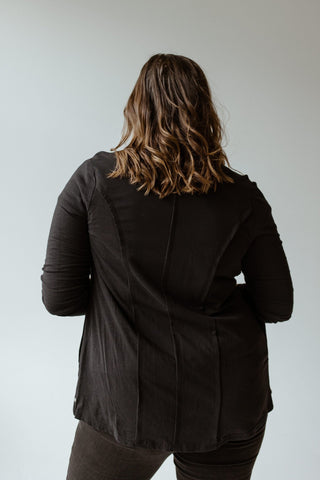 BUTTON - UP BLOUSE WITH RAW SEAM DETAILS IN BLACK - Love Marlow