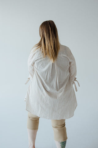 BUTTON - UP COLLARED TUNIC BLOUSE IN SAND - Love Marlow