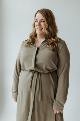BUTTON - UP SHIRT DRESS IN CLARY SAGE - Love Marlow