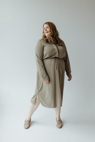 BUTTON - UP SHIRT DRESS IN CLARY SAGE - Love Marlow