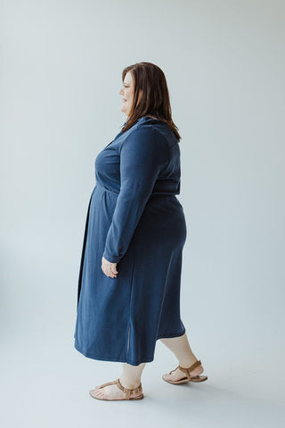 BUTTON - UP SHIRT DRESS IN DARK NAVY - Love Marlow