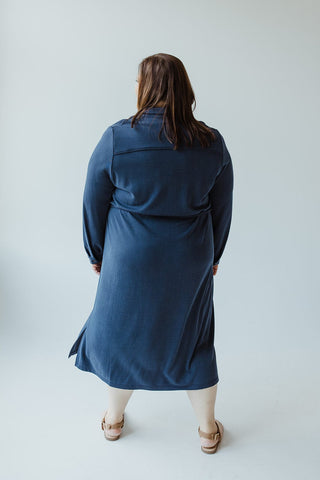 BUTTON - UP SHIRT DRESS IN DARK NAVY - Love Marlow
