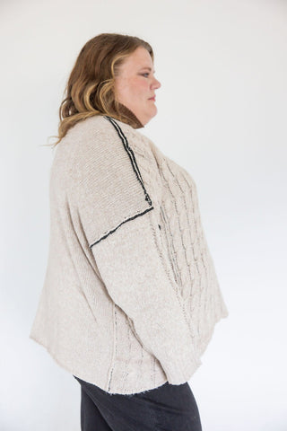 Cable Knit Oversized Pullover Sweater – Taupe - Love Marlow