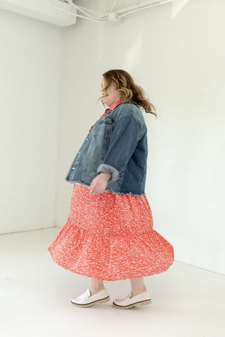 Caliente Floral Button - Front Tiered Midi Dress - Love Marlow