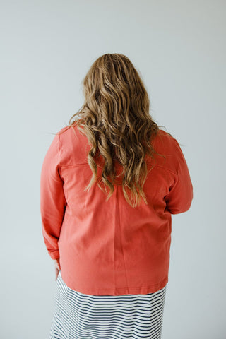 CASUAL KNIT JACKET IN DEEP SEA CORAL - Love Marlow
