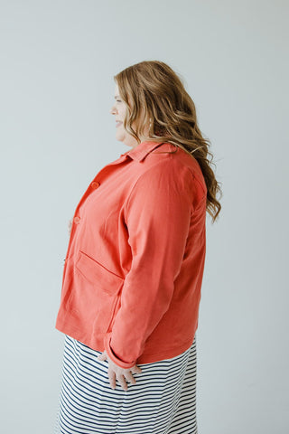 CASUAL KNIT JACKET IN DEEP SEA CORAL - Love Marlow