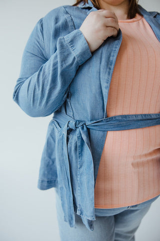 CHAMBRAY BOYFRIEND BLAZER - Love Marlow
