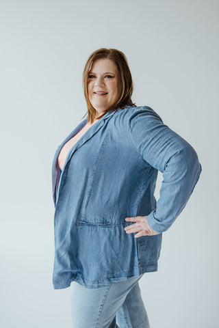 CHAMBRAY BOYFRIEND BLAZER - Love Marlow
