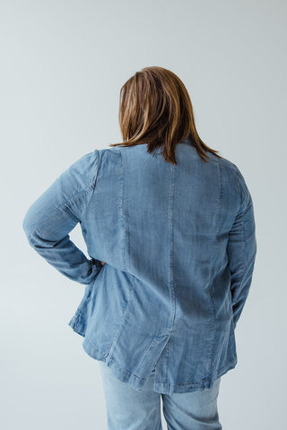 CHAMBRAY BOYFRIEND BLAZER - Love Marlow