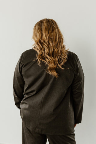 CHEVRON PRINT BLACK AND GREY BLAZER - Love Marlow