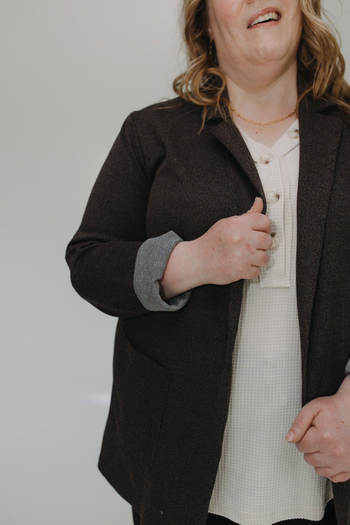 CHOCOLATE BLAZER IN TWEED - Love Marlow