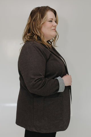 CHOCOLATE BLAZER IN TWEED - Love Marlow