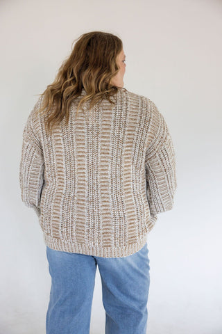 Chunky Cable Cardigan – Oatmeal | Brown Mix - Love Marlow