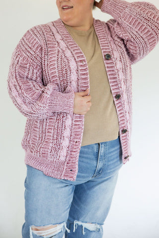 Chunky Cable Cardigan – Wine | Berry Mix - Love Marlow