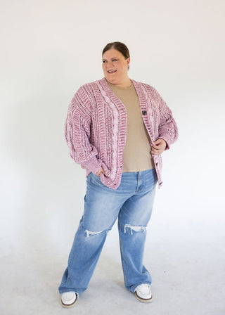 Chunky Cable Cardigan – Wine | Berry Mix - Love Marlow