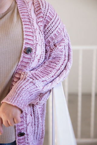 Chunky Cable Cardigan – Wine | Berry Mix - Love Marlow