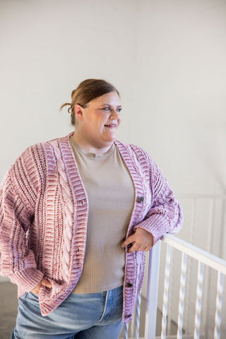 Chunky Cable Cardigan – Wine | Berry Mix - Love Marlow