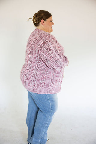 Chunky Cable Cardigan – Wine | Berry Mix - Love Marlow