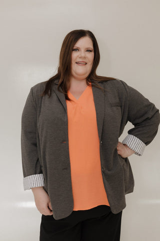 CLASSIC BLAZER IN DARK GREY MELANGE - Love Marlow