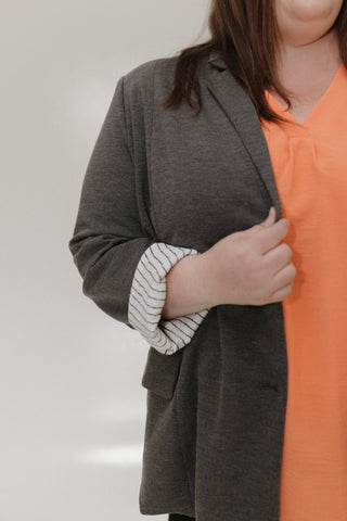 CLASSIC BLAZER IN DARK GREY MELANGE - Love Marlow