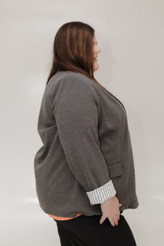 CLASSIC BLAZER IN DARK GREY MELANGE - Love Marlow