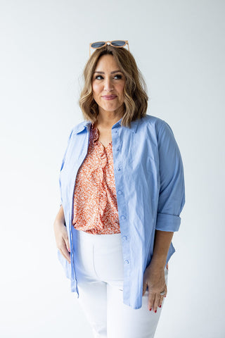 CLASSIC BUTTON - UP BLOUSE IN AUTUMN SKY - 18 - Love Marlow