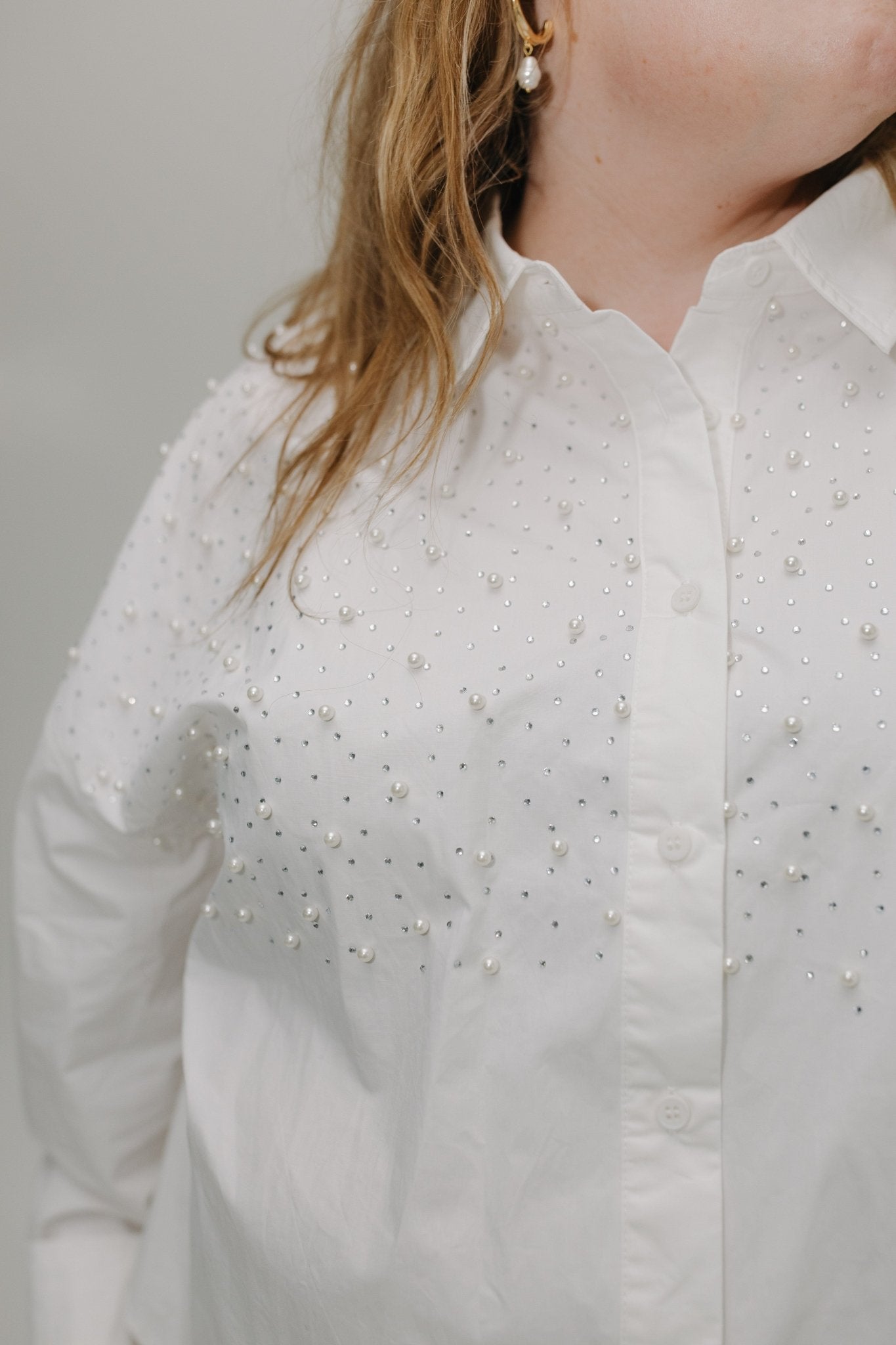 CLASSIC BUTTON - UP WITH PEARLS AND SPARKLES - Love Marlow