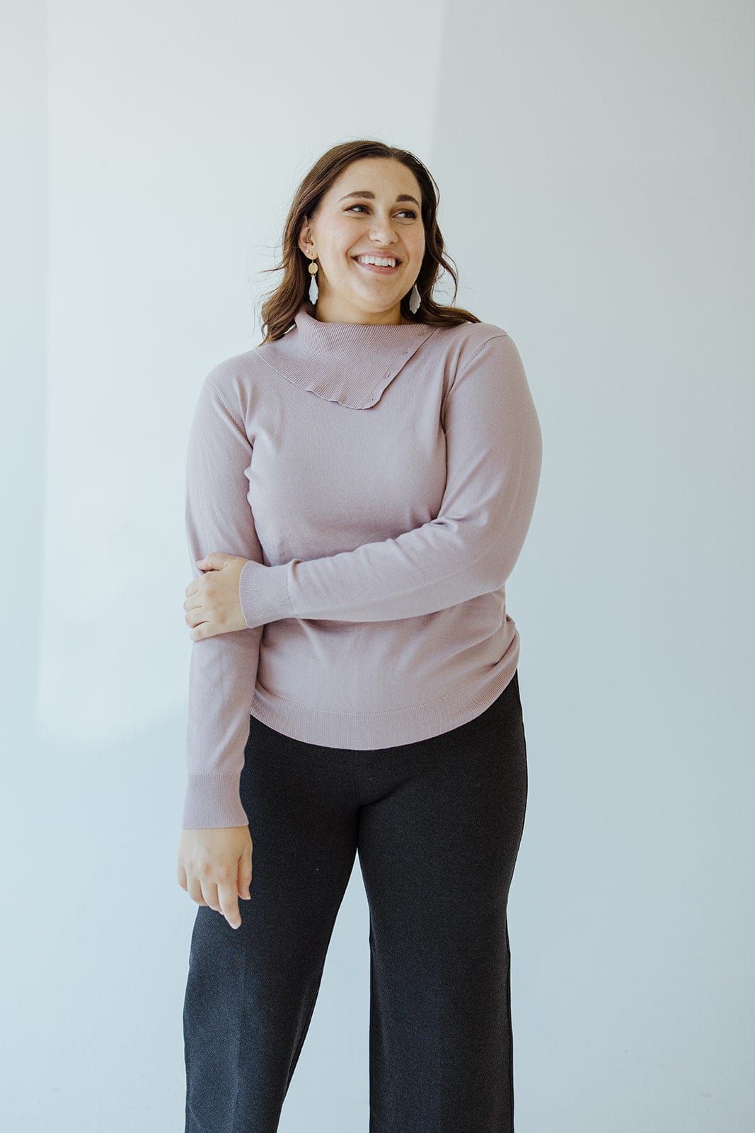 CLASSIC LIGHTWEIGHT TURTLENECK IN GREY ROSE - 22/24 - Love Marlow