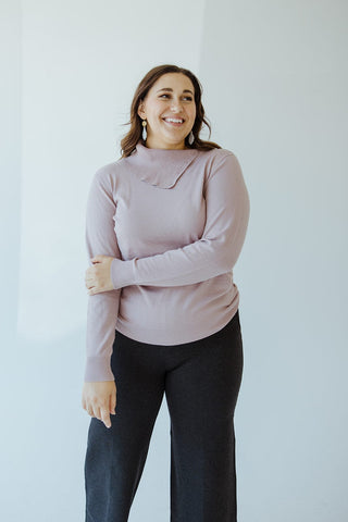 CLASSIC LIGHTWEIGHT TURTLENECK IN GREY ROSE - 22/24 - Love Marlow