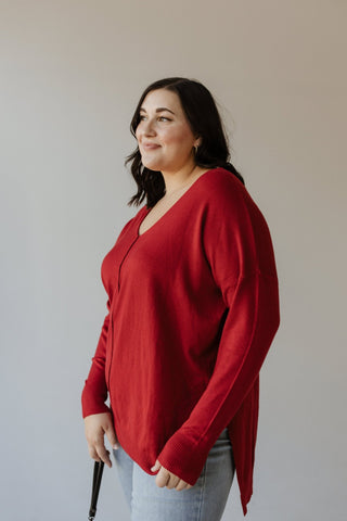 CLASSIC SPLIT HEM SWEATER WITH SEAM DETAIL IN CANDY - 1x - Love Marlow