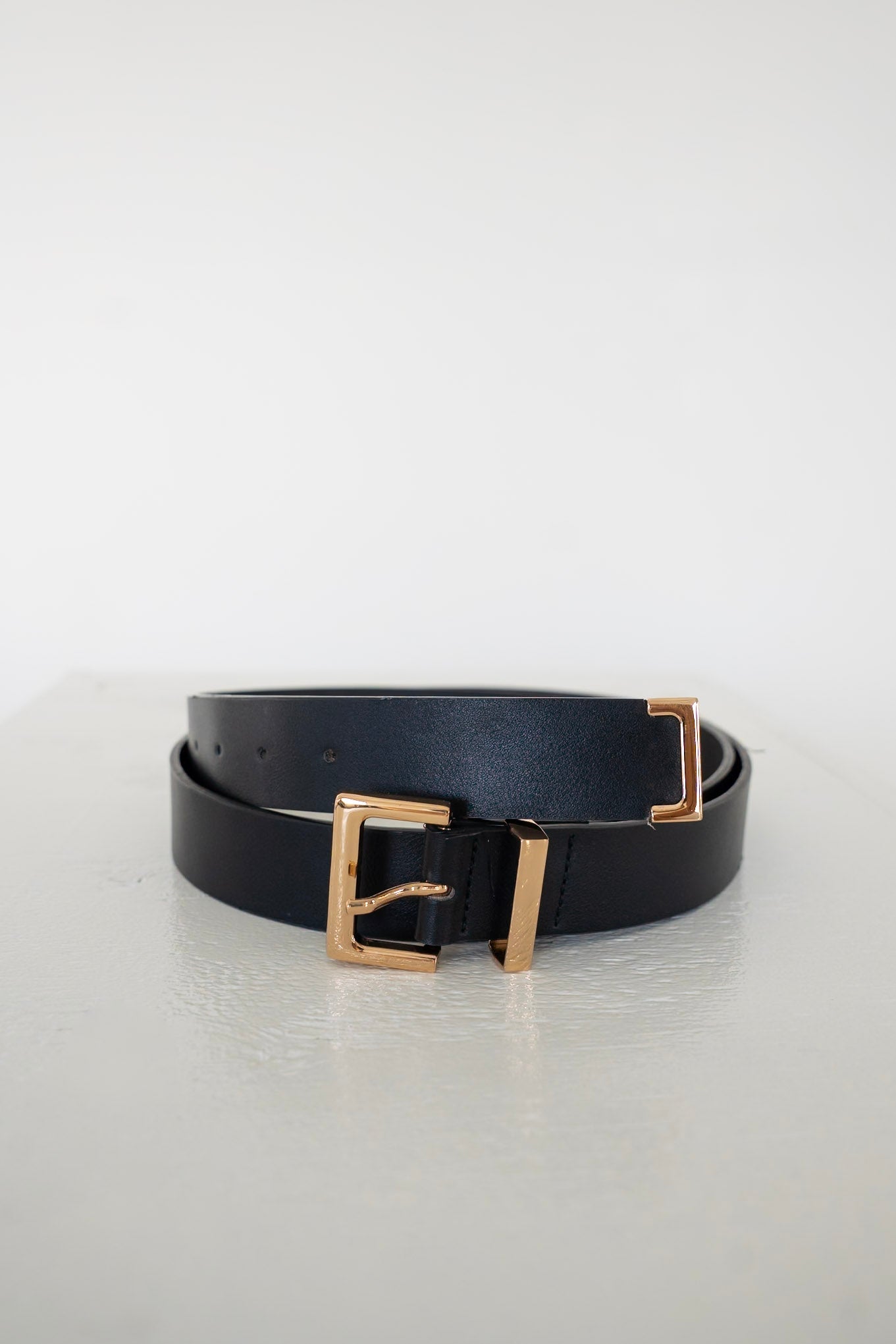 Classic Square Belt with Gold Accents in Black - Love Marlow