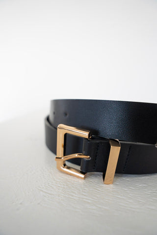 Classic Square Belt with Gold Accents in Black - Love Marlow