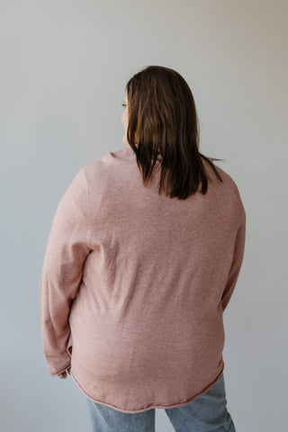 CLASSIC V - NECK SWEATER WITH RAW EDGE IN WOODROSE - Love Marlow
