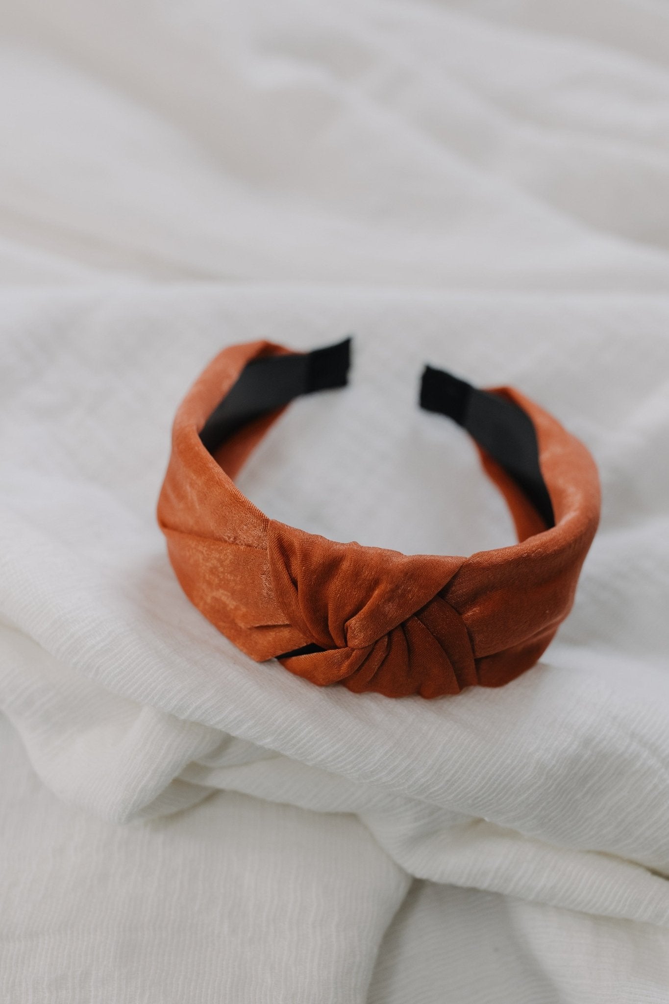 CLAY MATTE SATIN TWISTED HEADBAND - Love Marlow