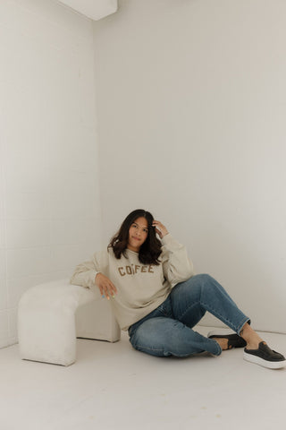 "COFFEE" DROP - SHOULDER CREWNECK SWEATSHIRT - Love Marlow