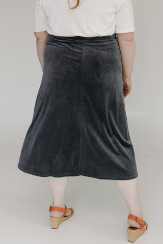 CORDED VELVET SKIRT WITH SLIT - Love Marlow