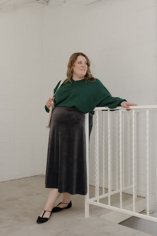 CORDED VELVET SKIRT WITH SLIT - Love Marlow