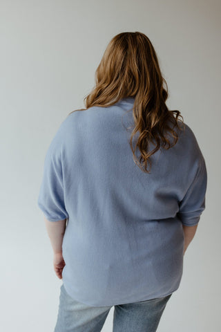 COWL NECK 3/4 SLEEVE SWEATER IN FROST BLUE - 14 - Love Marlow