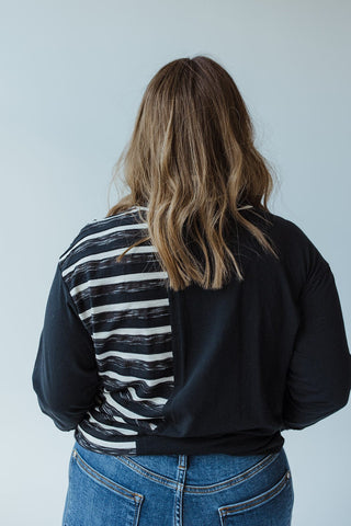COWL NECK VARYING STRIPE TUNIC IN BLACK - Love Marlow