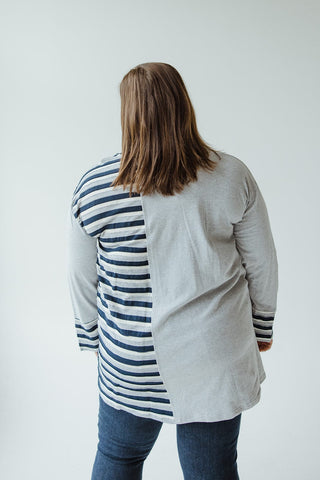 COWL NECK VARYING STRIPE TUNIC IN GREY - Love Marlow