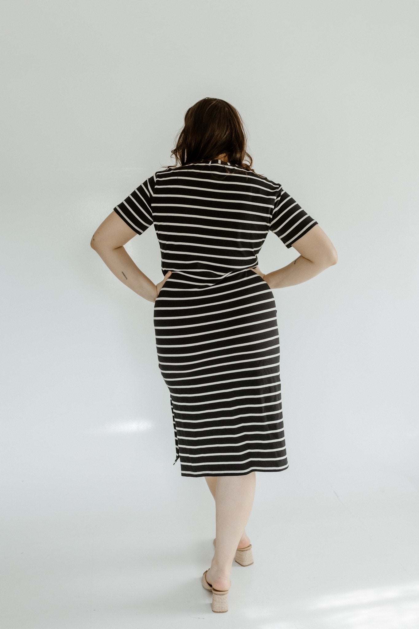 black and cream shirt dress Black and Cream Striped Dress - Shirt Dress - Shift Dress
