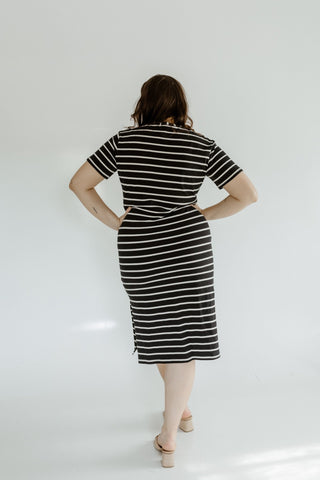CREAM STRIPED BLACK T - SHIRT DRESS - Love Marlow