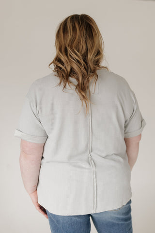 Crew Neck Rolled Cuff Thermal Tee – Pearl Grey - Love Marlow