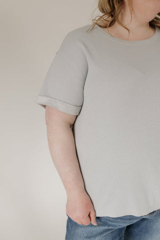 Crew Neck Rolled Cuff Thermal Tee – Pearl Grey - Love Marlow